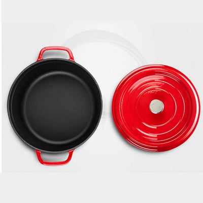 SOGA 2X Cast Iron 24cm Stewpot Casserole Stew Cooking Pot With Lid Black
