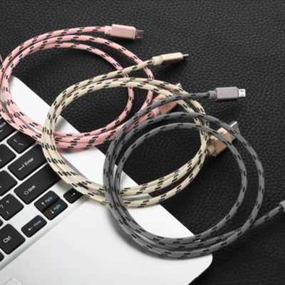 Android 1.5M MFI Metal Braided Lightning USB Cable Grey