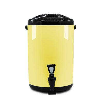 SOGA 2X 8L Stainless Steel Insulated Milk Tea Barrel Hot and Cold Beverage Dispenser Container with Faucet Yellow