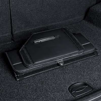 SOGA 4X Leather Car Boot Collapsible Foldable Trunk Cargo Organizer Portable Storage Box With Lock Black Medium