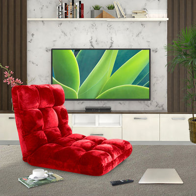 SOGA 2X Floor Recliner Folding Lounge Sofa Futon Couch Folding Chair Cushion Red