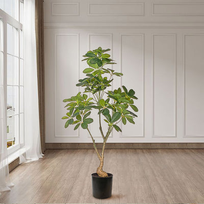 SOGA 2X 120cm Artificial Natural Green Schefflera Dwarf Umbrella Tree Fake Tropical Indoor Plant Home Office Decor