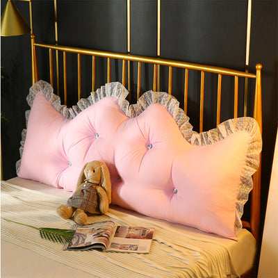 SOGA 2X 120cm Pink Princess Bed Pillow Headboard Backrest Bedside Tatami Sofa Cushion with Ruffle Lace Home Decor