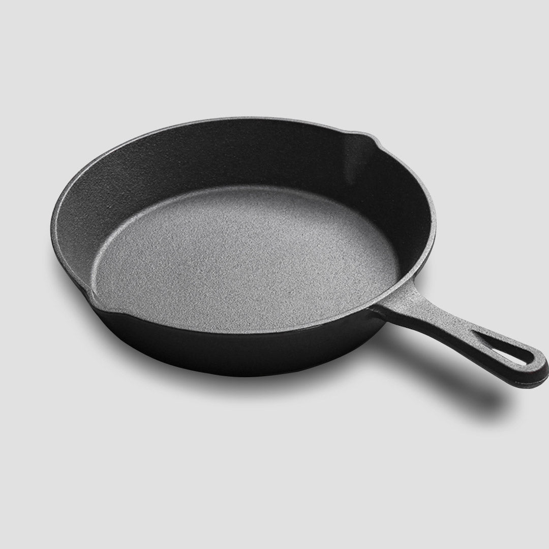 SOGA 2X 26cm Round Cast Iron Frying Pan Skillet Steak Sizzle Platter with Handle