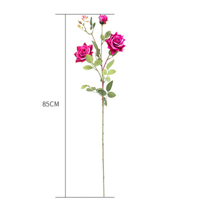 SOGA 12pcs Artificial Silk Flower Fake Rose Bouquet Table Decor Dark Pink