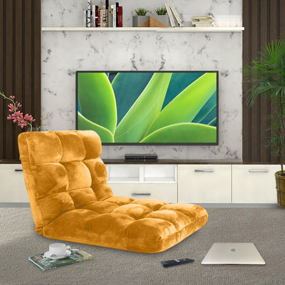 SOGA 2X Floor Recliner Folding Lounge Sofa Futon Couch Folding Chair Cushion Apricot
