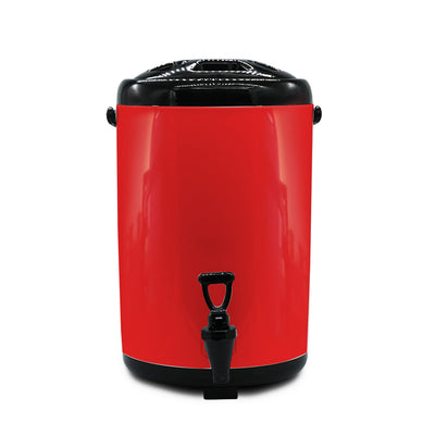 SOGA 4X 12L Stainless Steel Insulated Milk Tea Barrel Hot and Cold Beverage Dispenser Container with Faucet Red