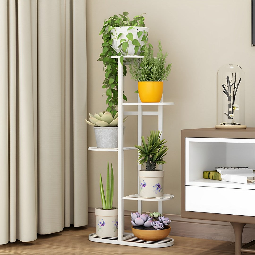 SOGA 8 Tier 9 Pots White Metal Plant Rack Flowerpot Storage Display Stand Holder Home Garden Decor