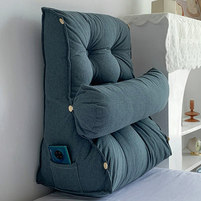 SOGA 2X 45cm Grey Triangular Wedge Lumbar Pillow Headboard Backrest Sofa Bed Cushion Home Decor