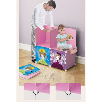 SOGA 10 Cubes DIY Princess Design Portable Wardrobe Divide-Grid Modular Storage Organiser Foldable Closet