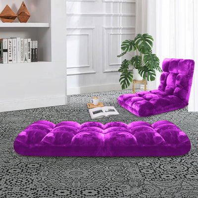 SOGA 2X Floor Recliner Folding Lounge Sofa Futon Couch Folding Chair Cushion Purple