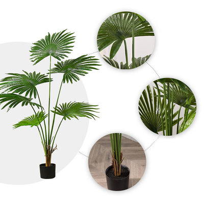 SOGA 120cm Artificial Natural Green Fan Palm Tree Fake Tropical Indoor Plant Home Office Decor