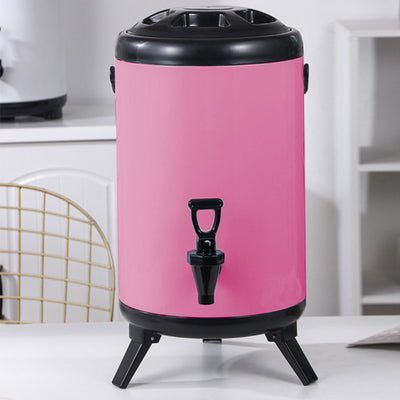 SOGA 2X 10L Stainless Steel Insulated Milk Tea Barrel Hot and Cold Beverage Dispenser Container with Faucet Pink