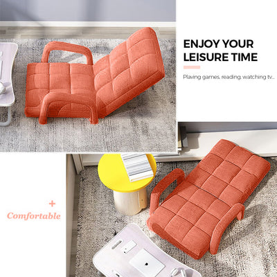 SOGA 2X Foldable Lounge Cushion Adjustable Floor Lazy Recliner Chair with Armrest Orange