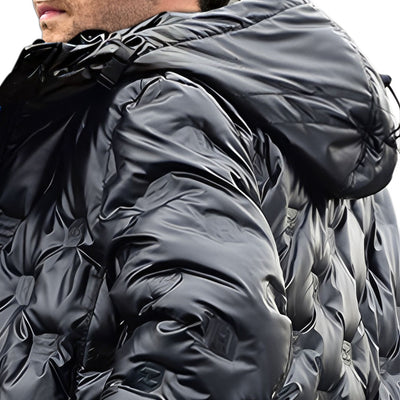 abbee Black 3XL Winter Hooded Glossy Overcoat Long Jacket Stylish Lightweight Quilted Warm Puffer Coat