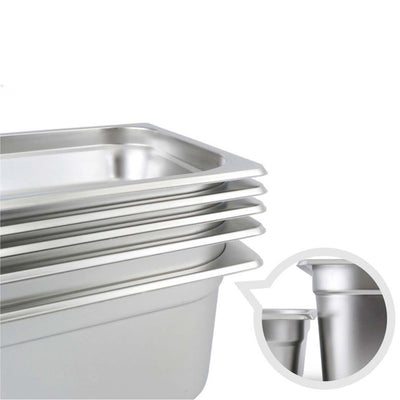 SOGA 6X Gastronorm GN Pan Full Size 1/1 GN Pan 4cm Deep Stainless Steel Tray With Lid