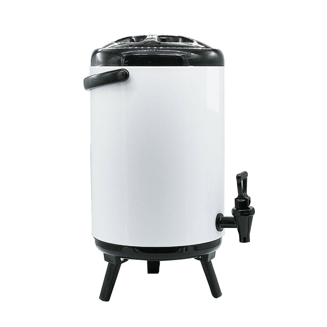 SOGA 18L Stainless Steel Insulated Milk Tea Barrel Hot and Cold Beverage Dispenser Container with Faucet White