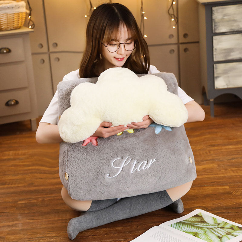 SOGA Grey Cute Star Cloud Cushion Soft Leaning Lumbar Wedge Pillow Bedside Plush Home Decor