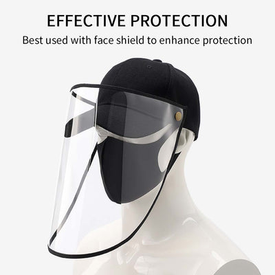 2X Outdoor Protection Hat Anti-Fog Pollution Dust Protective Cap Full Face HD Shield Cover Adult Black/White