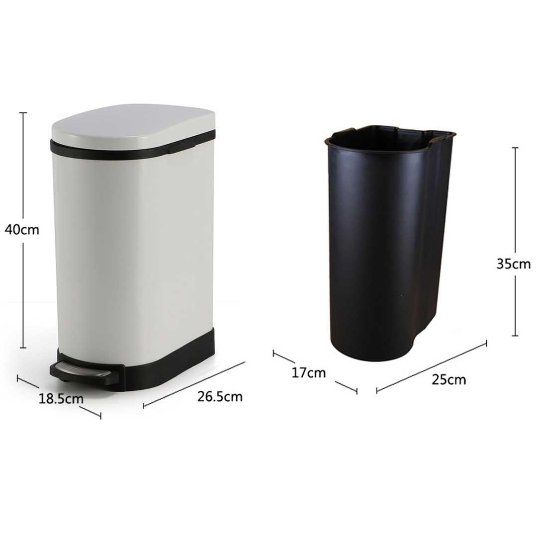 SOGA 2X 10L Foot Pedal Stainless Steel Rubbish Recycling Garbage Waste Trash Bin U White