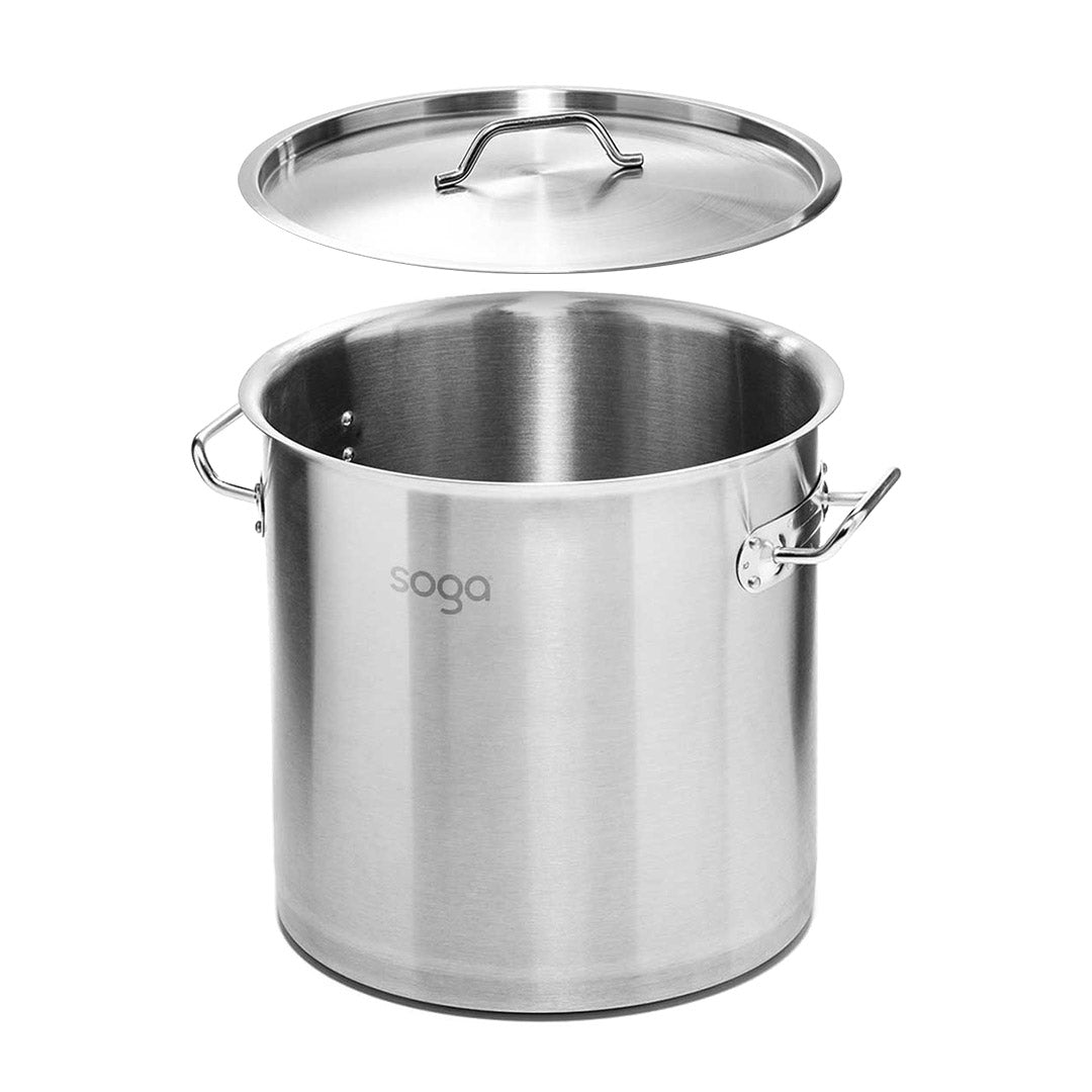 SOGA 33L Stainless Steel Stock Pot with Two Steamer Rack Insert Stockpot Tray