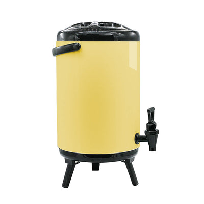 SOGA 2X 14L Stainless Steel Insulated Milk Tea Barrel Hot and Cold Beverage Dispenser Container with Faucet Yellow