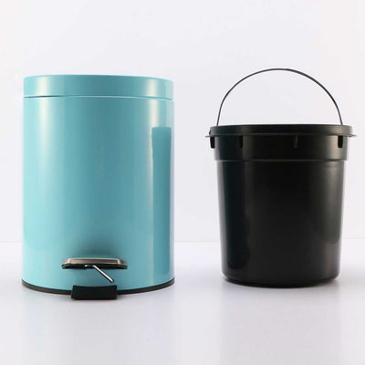 SOGA 2X 7L Foot Pedal Stainless Steel Rubbish Recycling Garbage Waste Trash Bin Round Blue