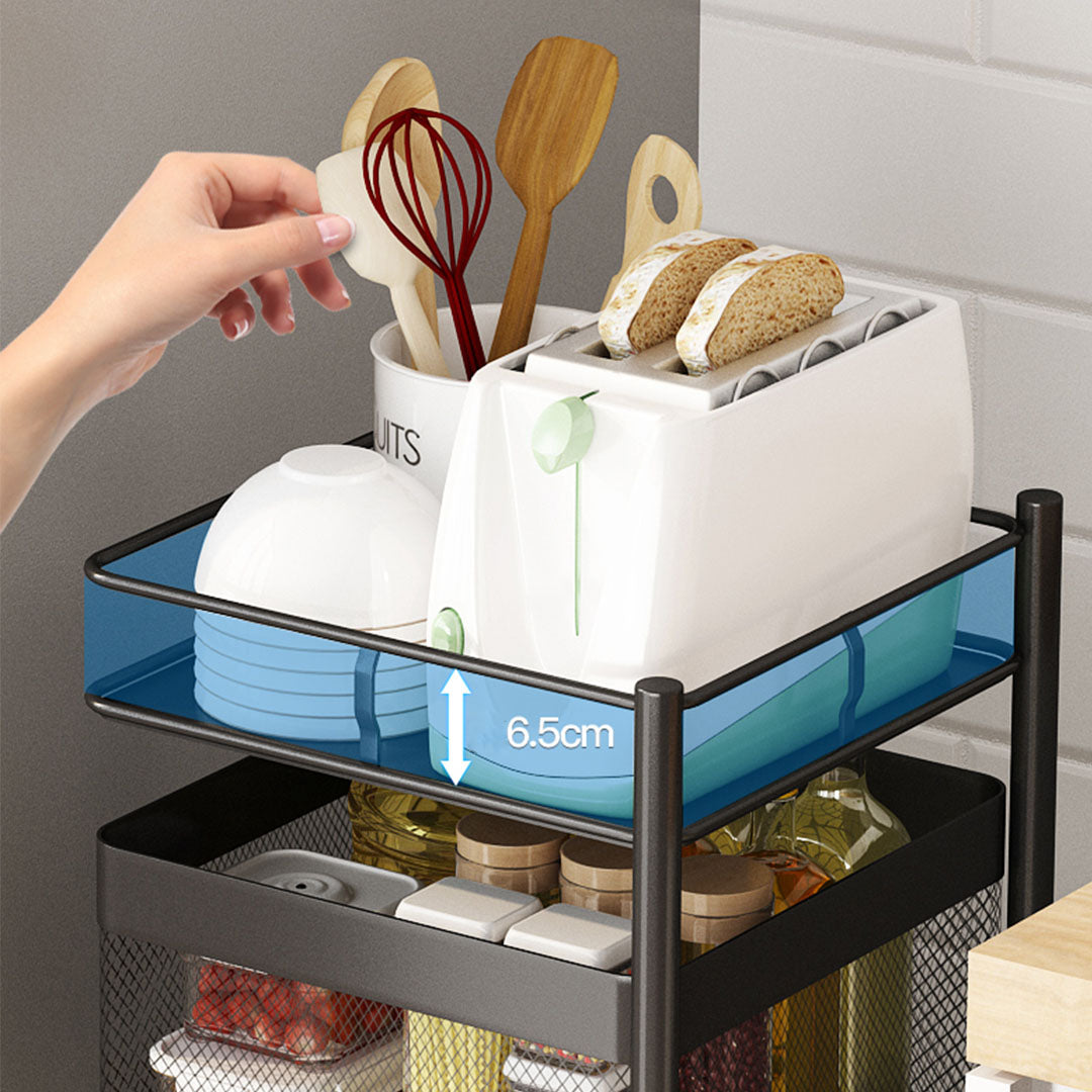 SOGA 2X 5 Tier Steel Square Rotating Kitchen Cart Multi-Functional Shelves Portable Storage Organizer with Wheels