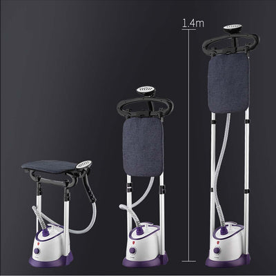 SOGA 2X Garment Steamer Vertical Twin Pole Clothes 1700ml 1800w Professional Steaming Kit Purple