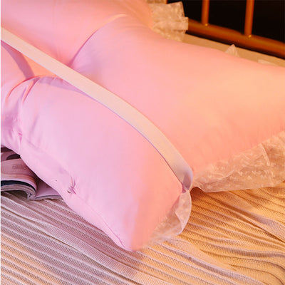 SOGA 180cm Pink Princess Bed Pillow Headboard Backrest Bedside Tatami Sofa Cushion with Ruffle Lace Home Decor
