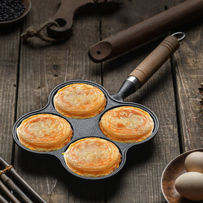 SOGA 2X 4 Mold Multi-Portion Cast Iron Breakfast Fried Egg Pancake Omelet Fry Pan