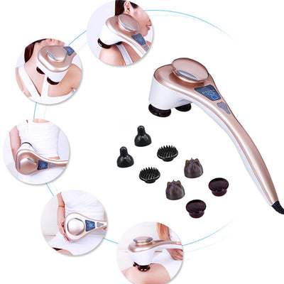 SOGA 2X Portable Handheld Massager Soothing Heat Stimulate Blood Flow Shoulder 4 Heads