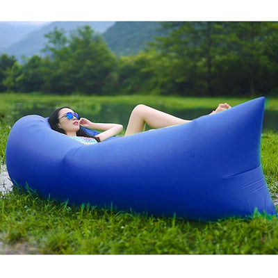 2X Fast Inflatable Sleeping Bag Lazy Air Sofa Blue