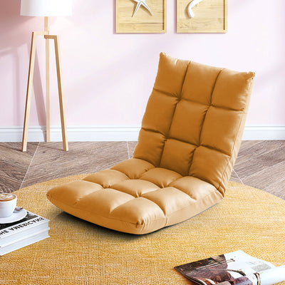 SOGA 2X Yellow Lounge Floor Recliner Adjustable Gaming Sofa Bed Foldable Indoor Outdoor Backrest Seat Home Office Decor