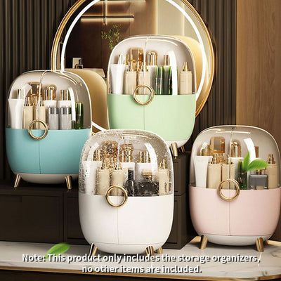 SOGA 2X Pink Transparent Countertop Makeup Organiser Cosmetic Storage Waterproof Dustproof Bathroom Skincare Holder with Lid