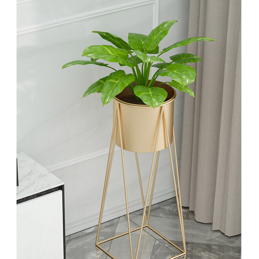 SOGA 2X 70cm Gold Metal Plant Stand with Gold Flower Pot Holder Corner Shelving Rack Indoor Display