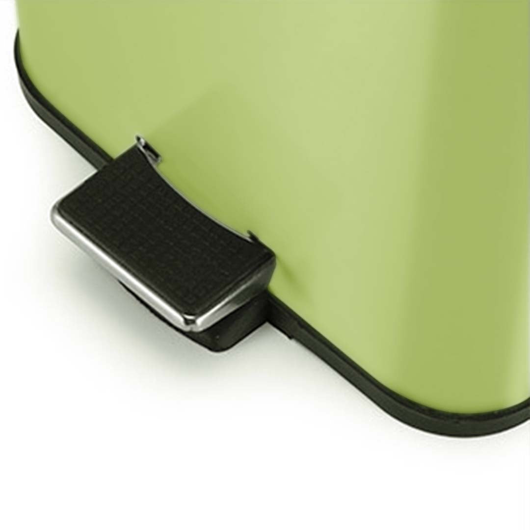 SOGA 4X 6L Foot Pedal Stainless Steel Rubbish Recycling Garbage Waste Trash Bin Square Green