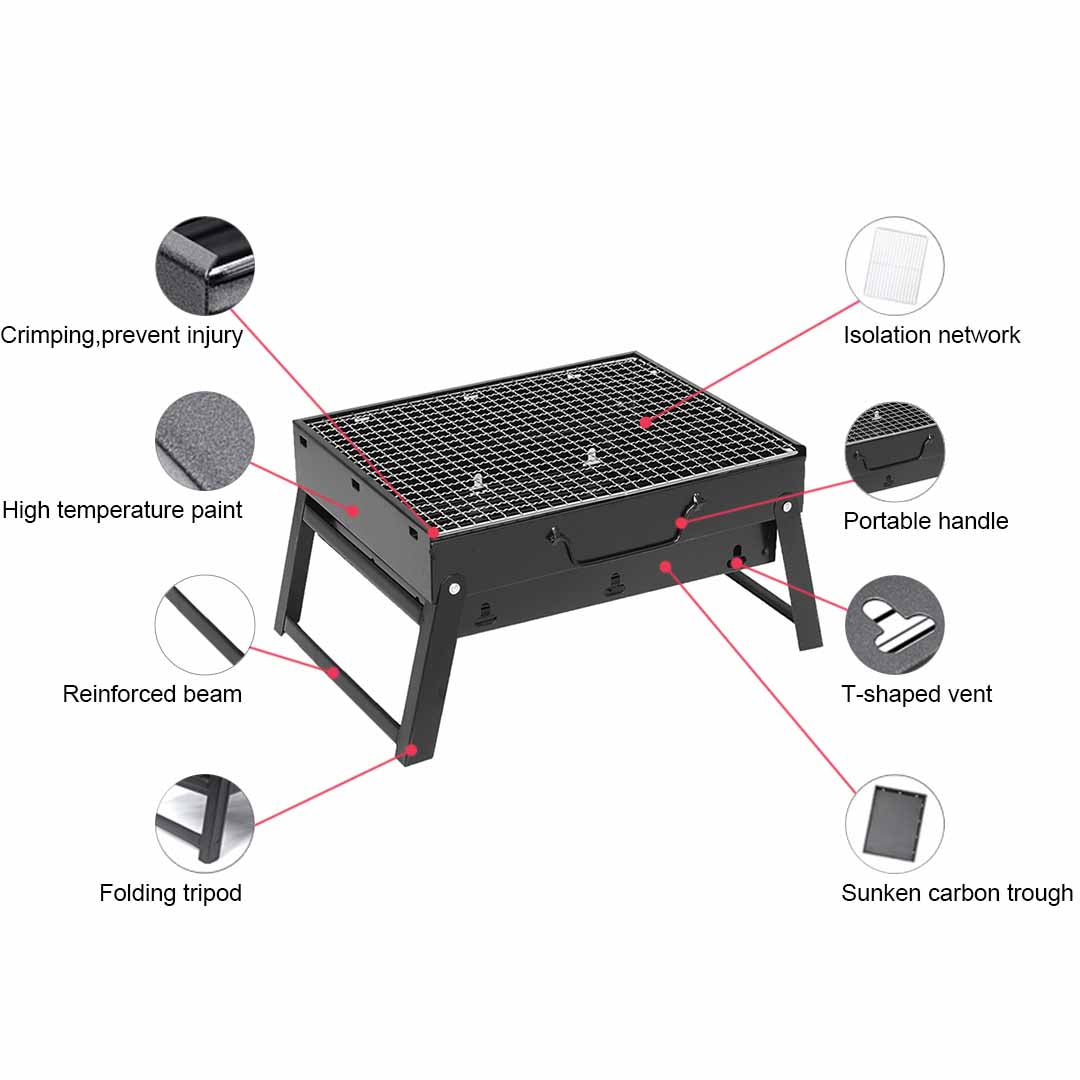 SOGA Portable Mini Folding Thick Box-type Charcoal Grill for Outdoor BBQ Camping