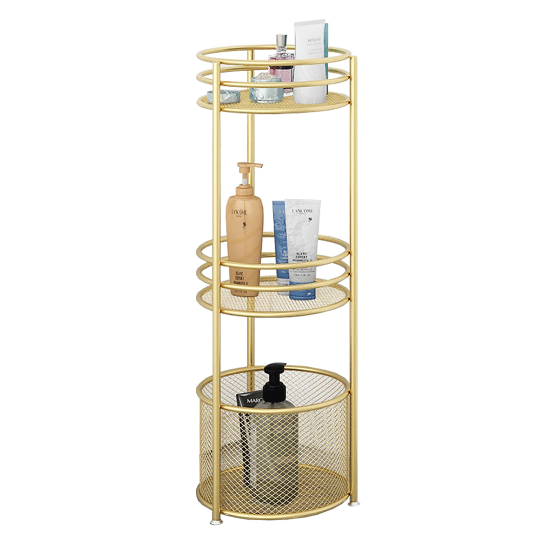 SOGA 3 Tier Bathroom Freestanding Storage Shelf Multifunctional Display Rack Organiser with Basket