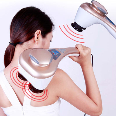 SOGA 2X Portable Handheld Massager Soothing Heat Stimulate Blood Flow Shoulder 4 Heads
