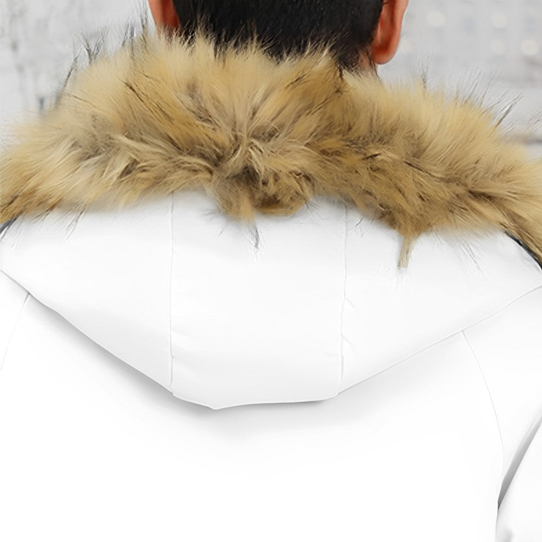 abbee White Large Winter Fur Hooded Thick Overcoat Jacket Stylish Lightweight Quilted Warm Puffer Coat