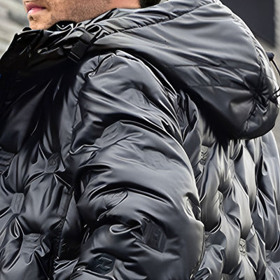abbee Black XL Winter Hooded Glossy Overcoat Long Jacket Stylish Lightweight Quilted Warm Puffer Coat