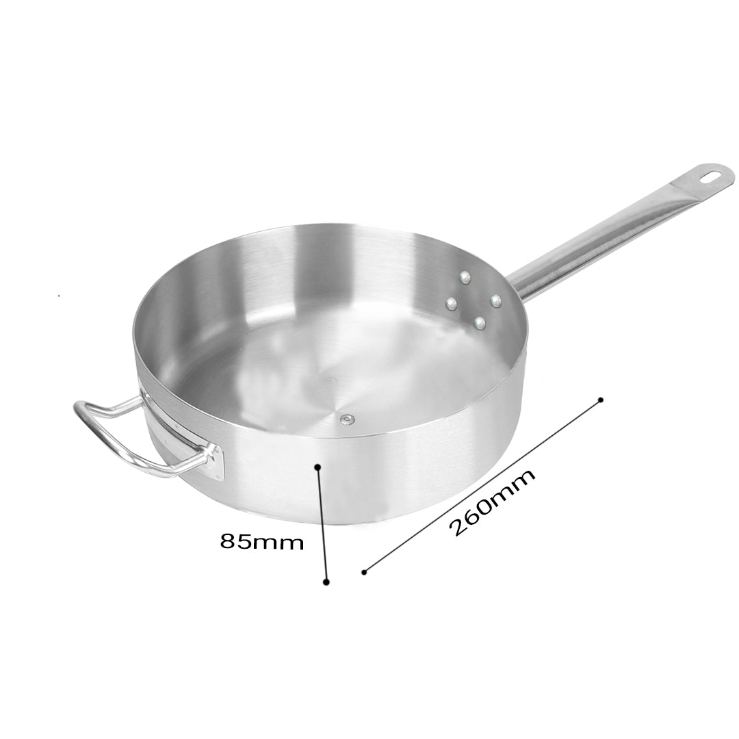 SOGA 2X 26cm Stainless Steel Saucepan Sauce pan with Glass Lid and Helper Handle Triple Ply Base Cookware