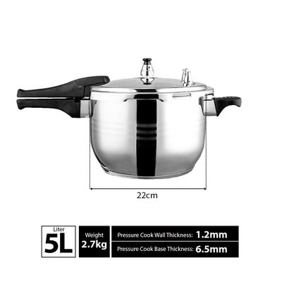 5L Commercial Grade Stainless Steel Pressure Cooker With Seal