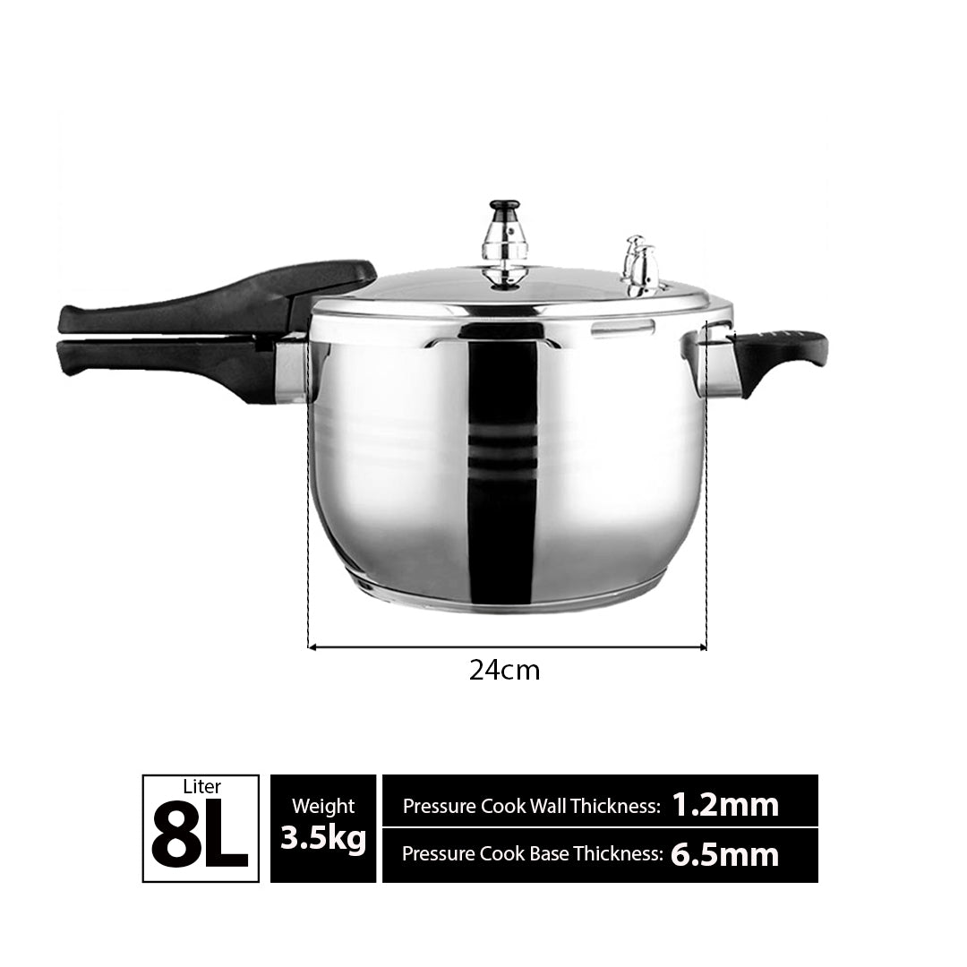 8L Commercial Grade Stainless Steel Pressure Cooker With Seal