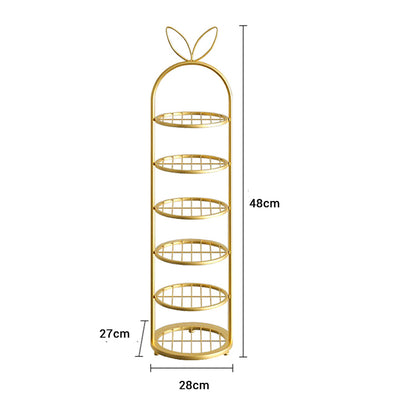 SOGA 6 Tier Bunny Ears Shape Gold Plated Metal Shoe Organizer Space Saving Portable Footwear Storage Shelf