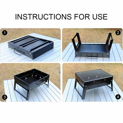 SOGA Portable Mini Folding Thick Box-type Charcoal Grill for Outdoor BBQ Camping