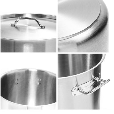 SOGA 33L Stainless Steel Stock Pot with Two Steamer Rack Insert Stockpot Tray