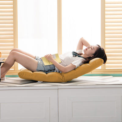SOGA 2X Yellow Lounge Floor Recliner Adjustable Gaming Sofa Bed Foldable Indoor Outdoor Backrest Seat Home Office Decor