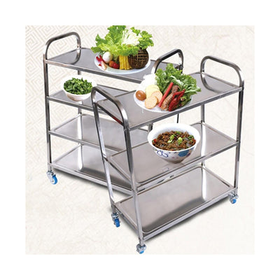SOGA 2X 4 Tier Stainless Steel Kitchen Dinning Food Cart Trolley Utility Size Square Medium
